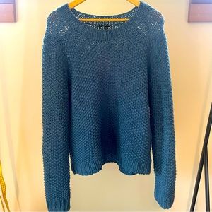 Theory Ocean Blue Waffle Knit Chunky Sweater Size Medium